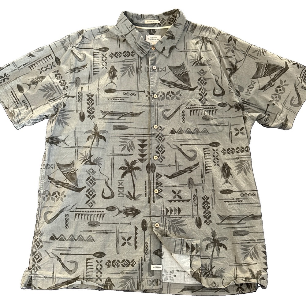 Mens Quicksilver Waterman Collection Button Up Hawaiian Shirt Size XXL Tropical